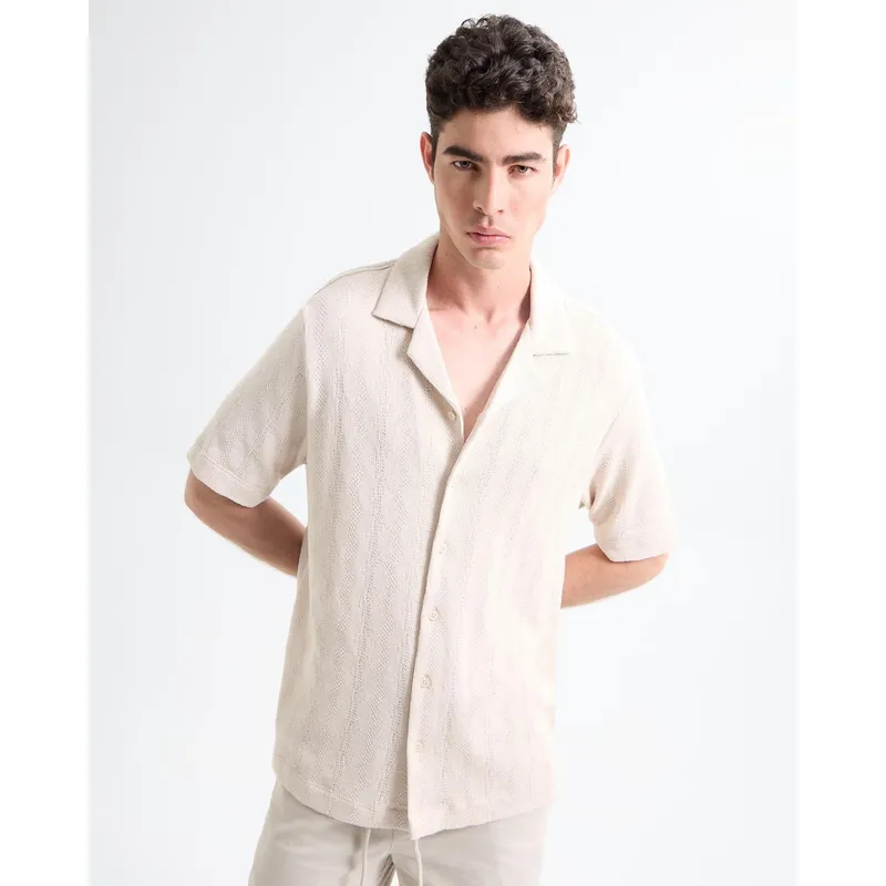 SEVEN SEVEN - Camisa Para Hombre Manga Corta Cuello Resort Color Piel Marca Seven Seven #45012120