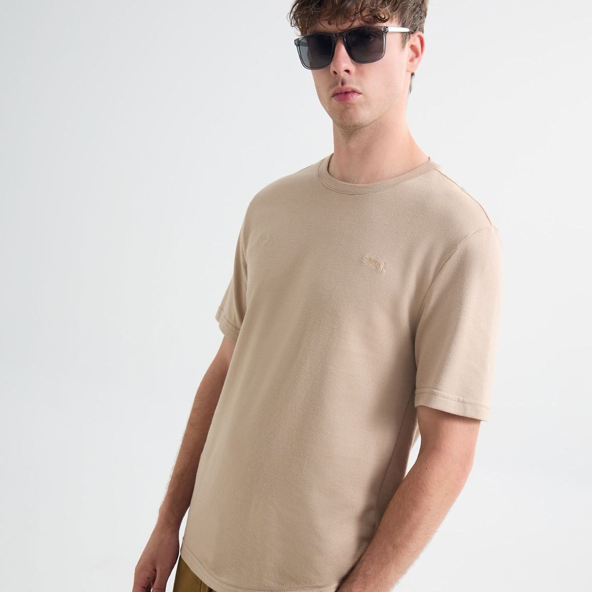 SEVEN SEVEN - Camiseta Con Bordado  Para Hombre Beige Seven Seven
