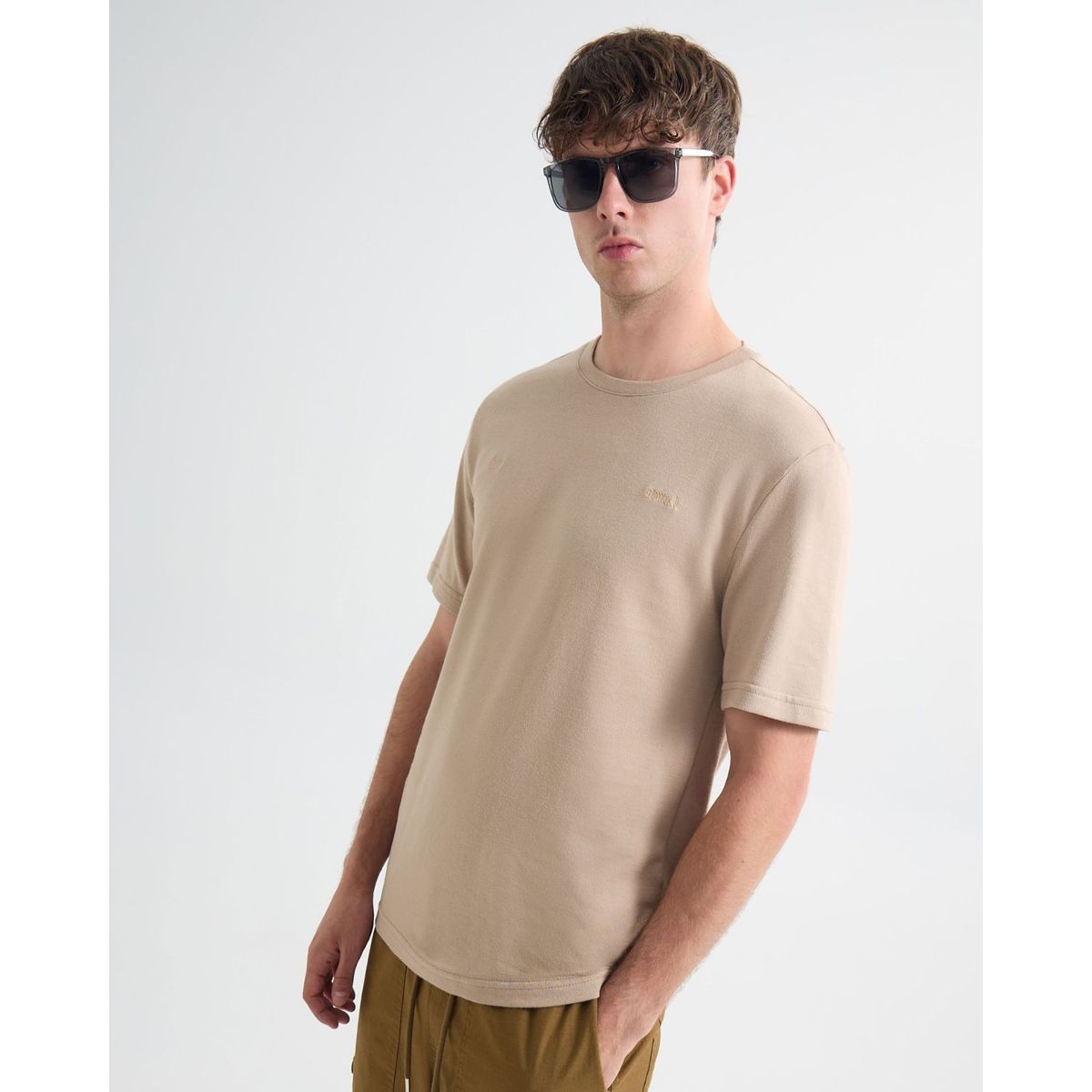 SEVEN SEVEN - Camiseta Con Bordado  Para Hombre Beige Seven Seven