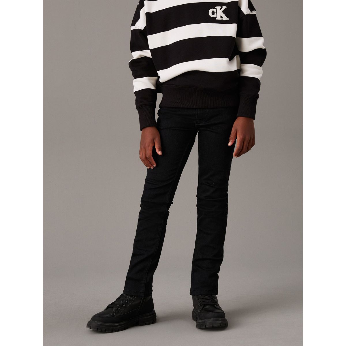 CALVIN KLEIN - Mid negro Rise Slim jeans para niño Calvin Klein