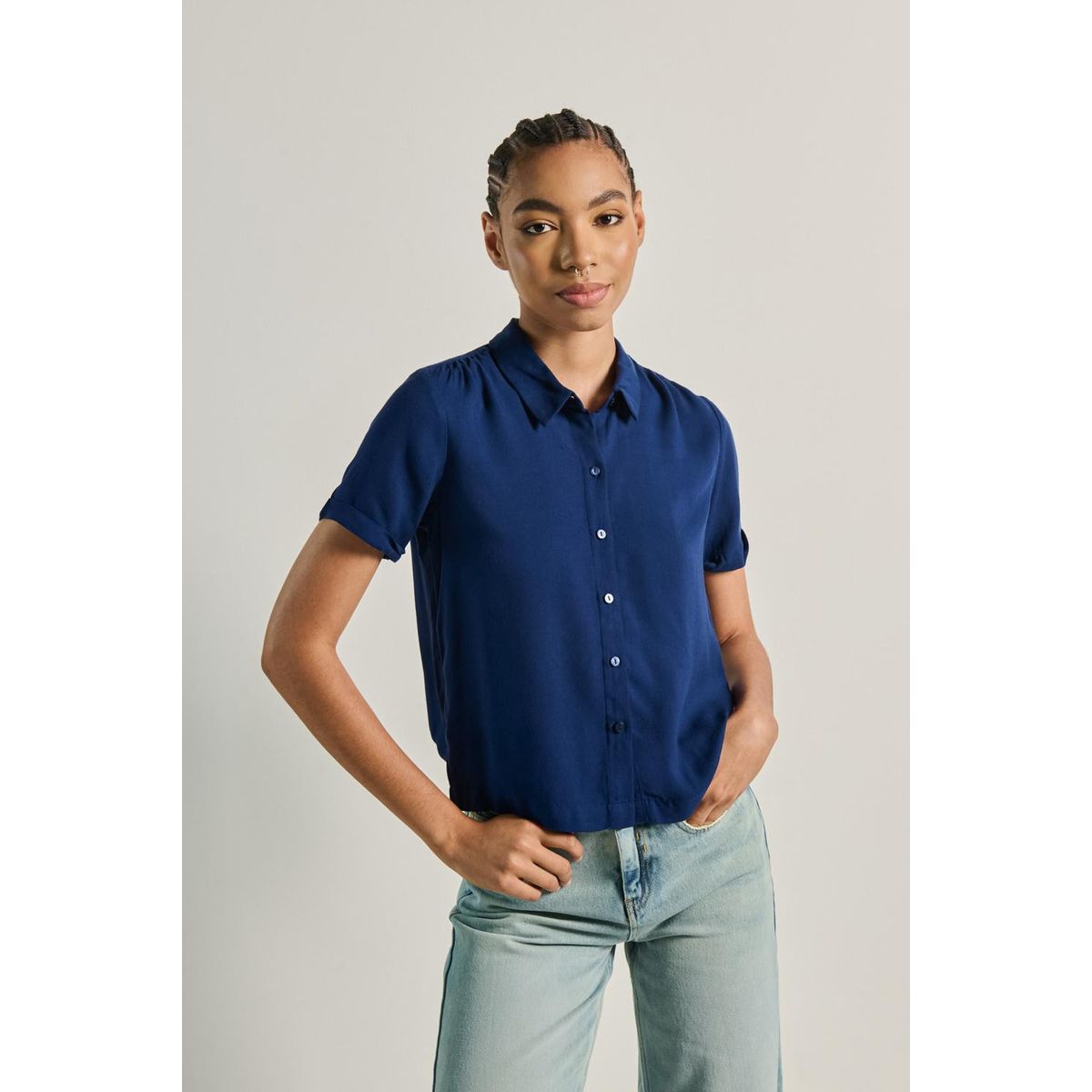 KOAJ - KOAJ Blusa crop top para mujer en tono unicolor cuenta con c Mujer