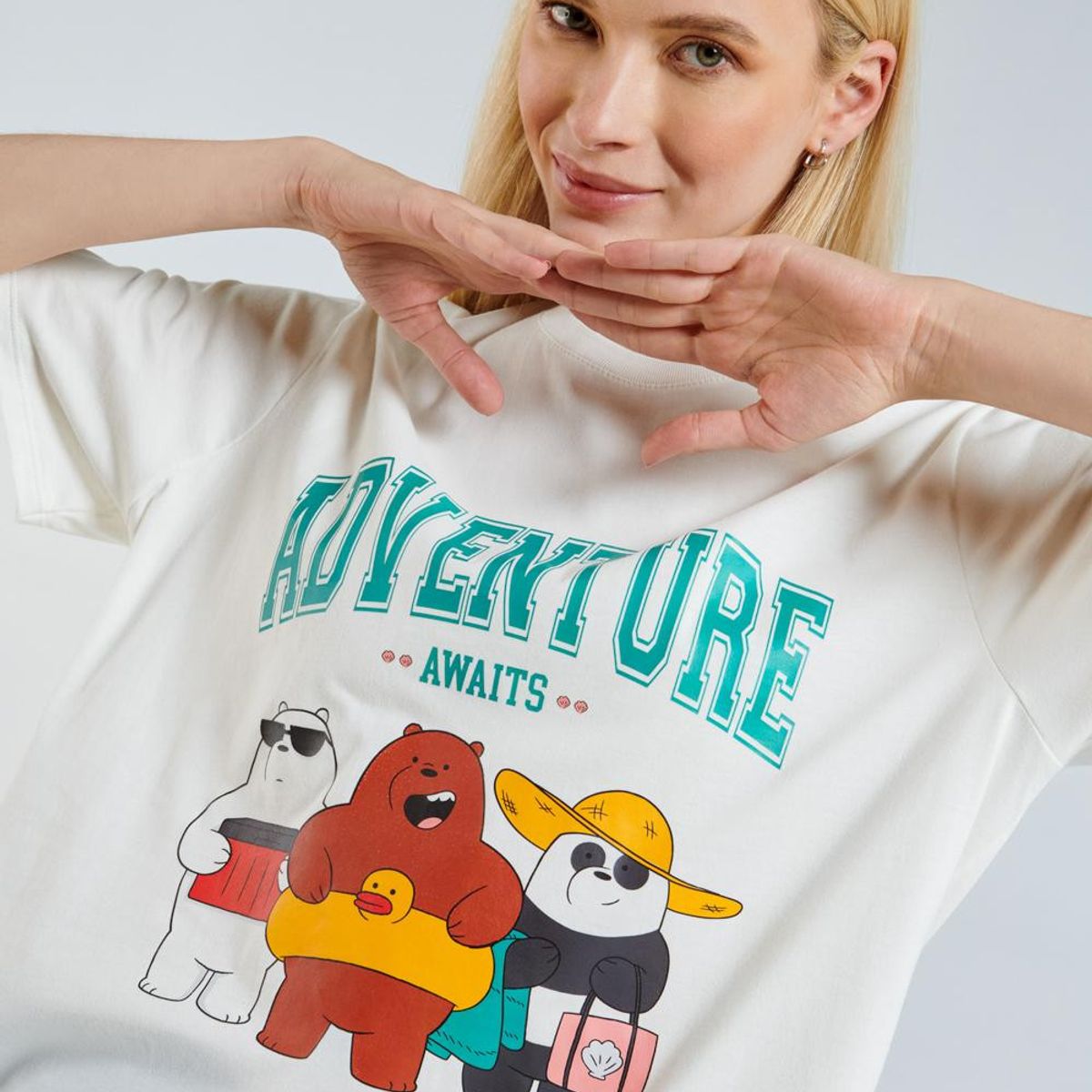 KOAJ - KOAJ Camiseta unicolor con diseÃ±o de Osos Escandalosos y ma MUJER