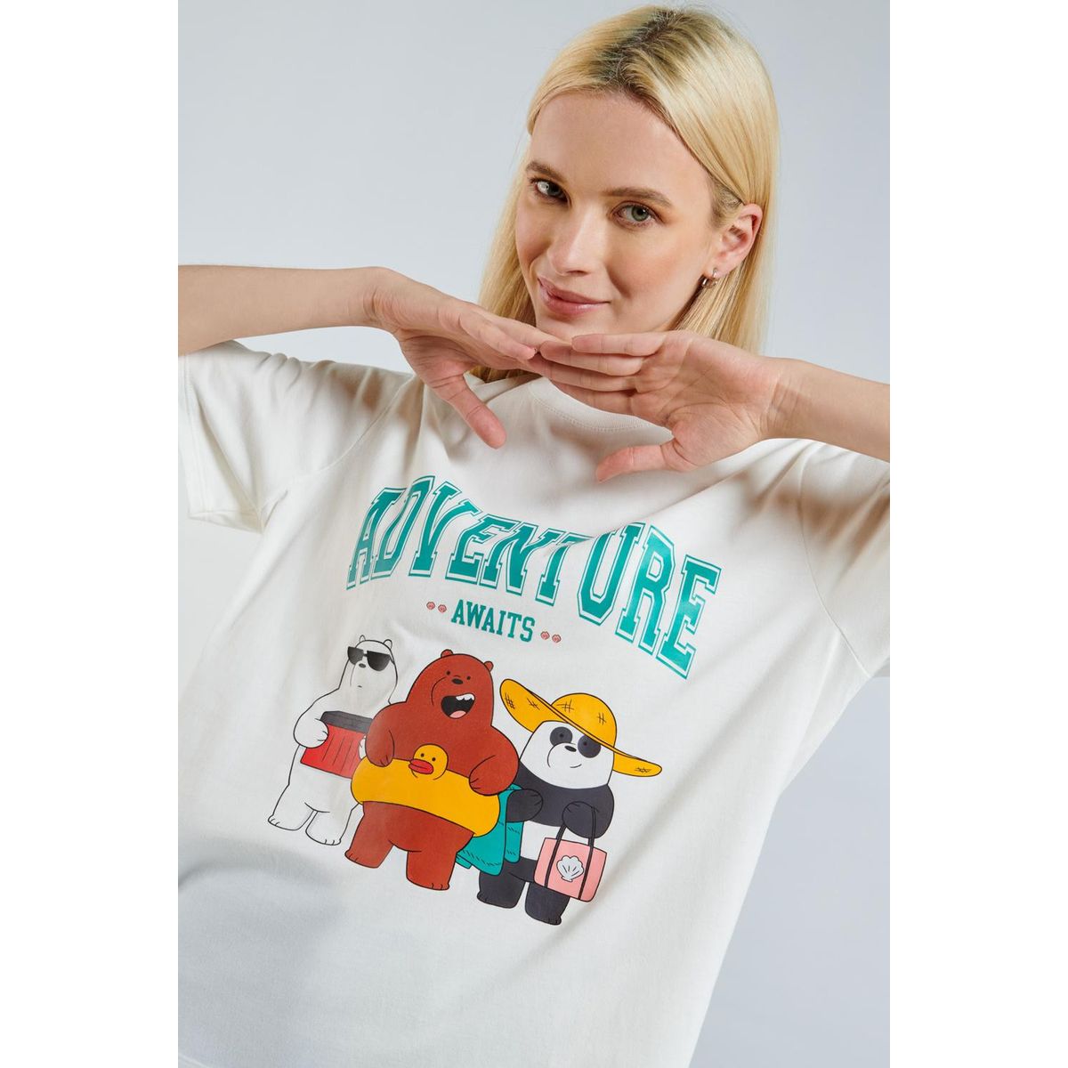 KOAJ - KOAJ Camiseta unicolor con diseÃ±o de Osos Escandalosos y ma MUJER