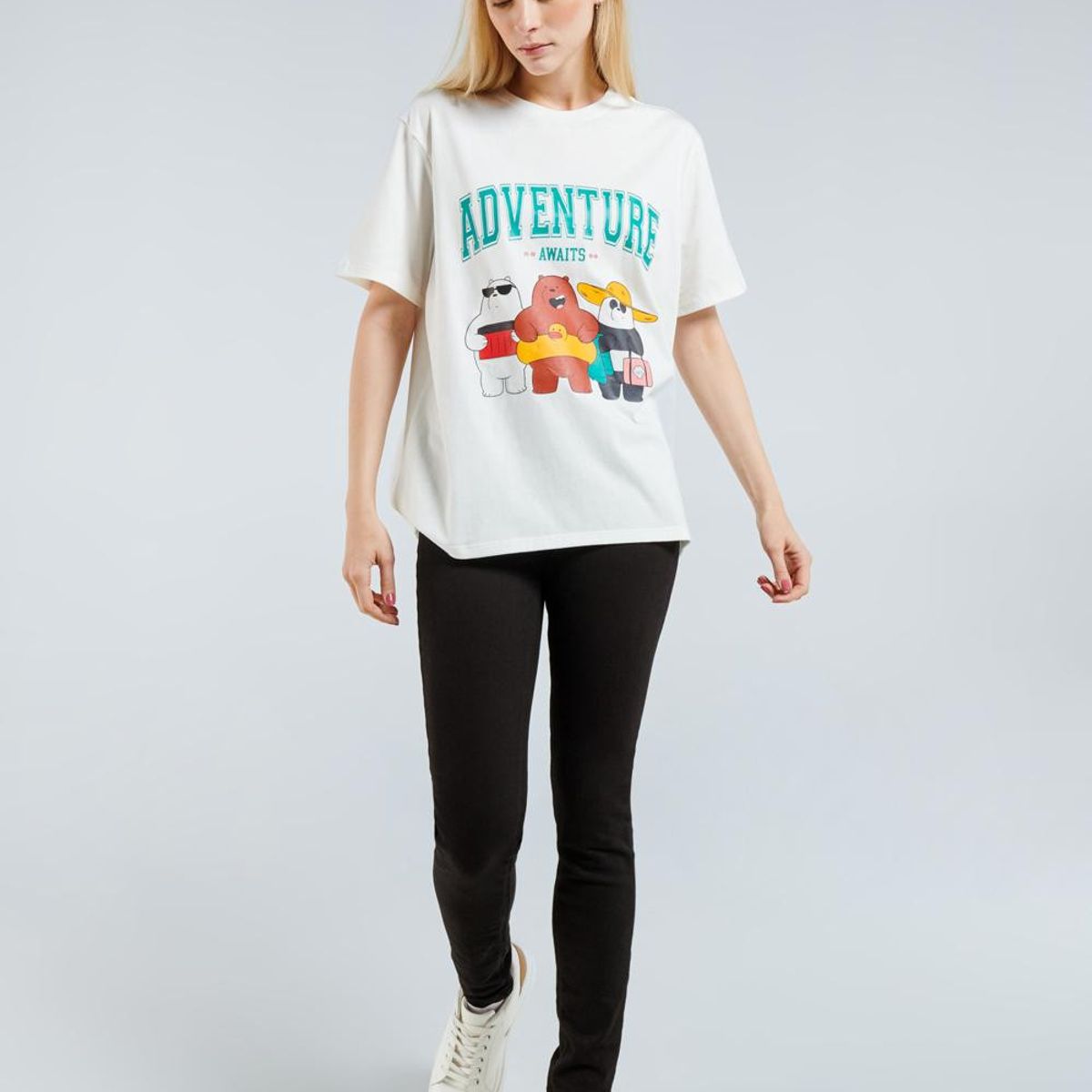 KOAJ - KOAJ Camiseta unicolor con diseÃ±o de Osos Escandalosos y ma MUJER