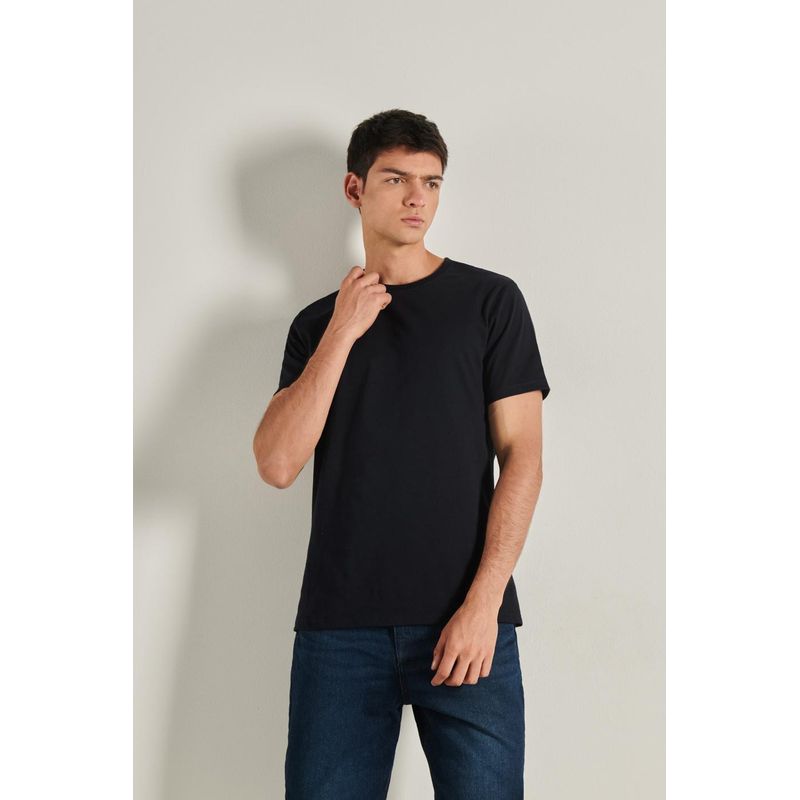 KOAJ - KOAJ Camiseta manga corta en algodón unicolor con cuello redon HOMBRE