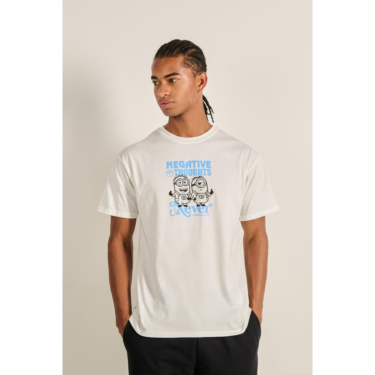 KOAJ - KOAJ Camiseta para hombre manga corta crema clara cuenta con Hombre