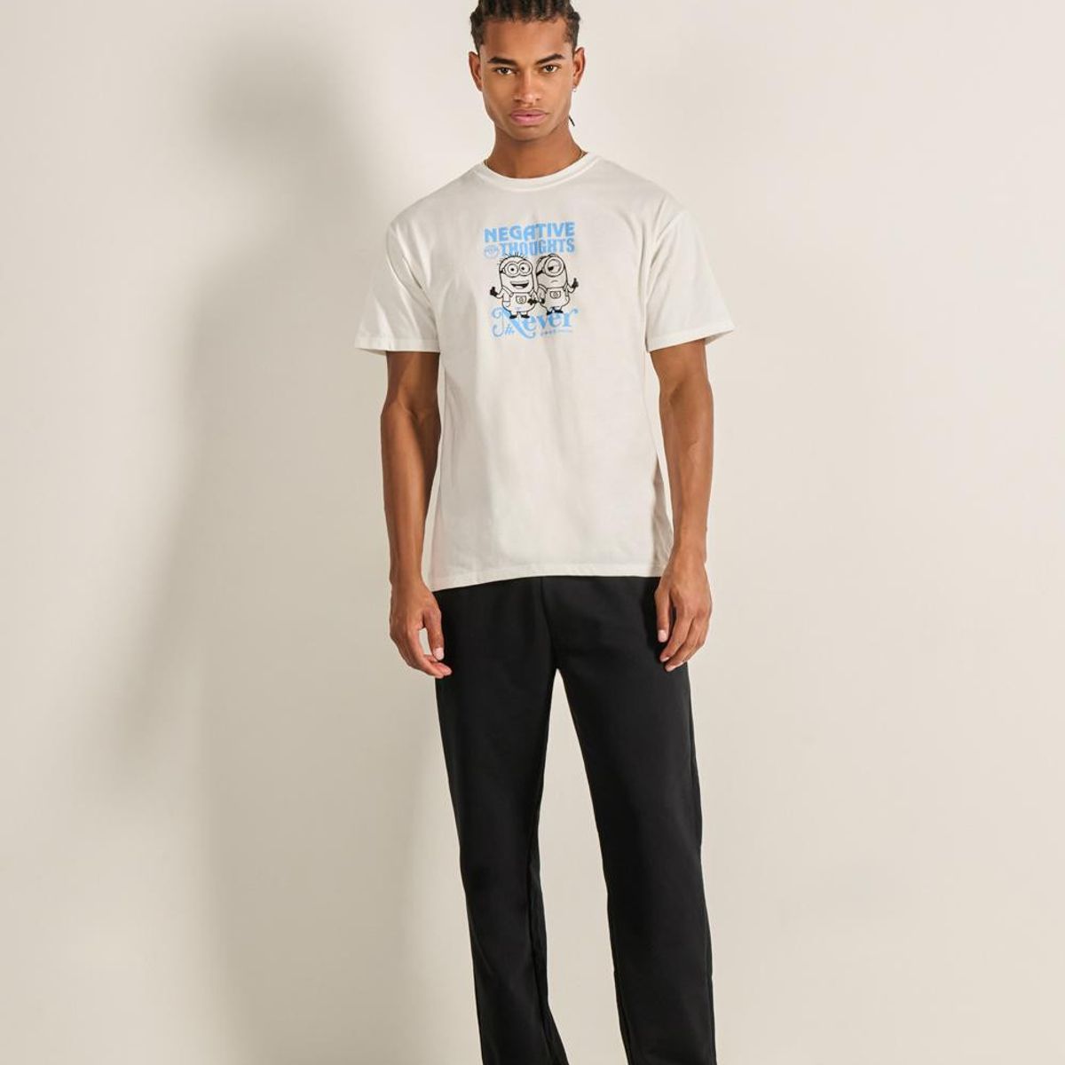 KOAJ - KOAJ Camiseta para hombre manga corta crema clara cuenta con Hombre