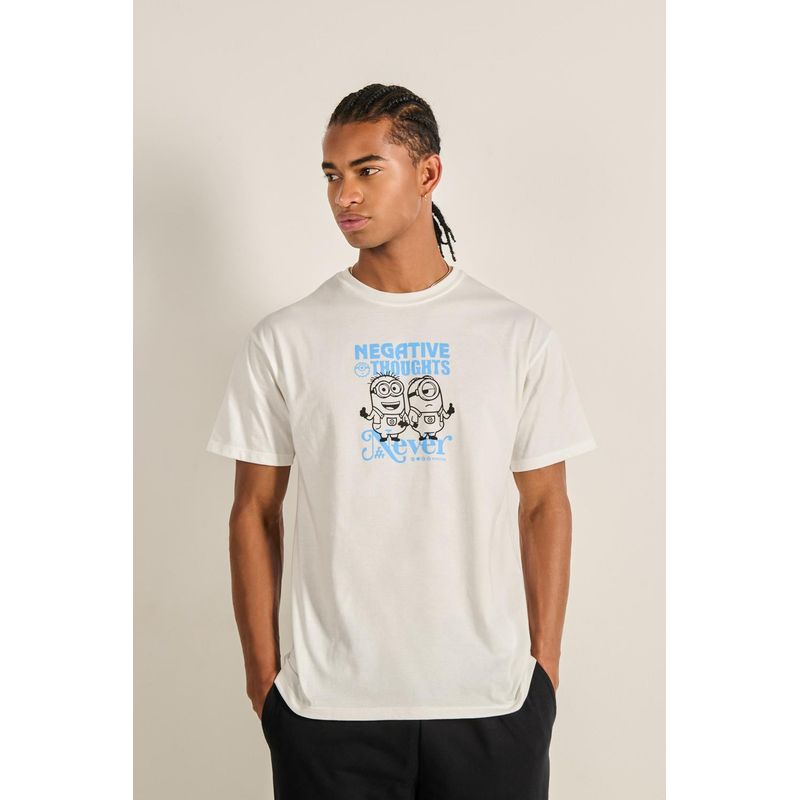 KOAJ - KOAJ Camiseta para hombre manga corta crema clara cuenta con c HOMBRE