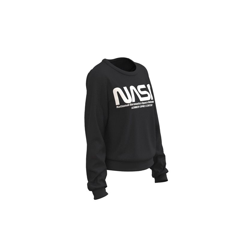 KOAJ - KOAJ Buzo unicolor con cuello redondo y diseÃ±o de NASA MUJER