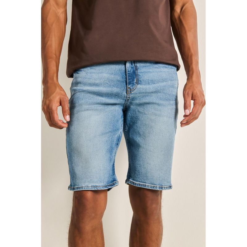 KOAJ - KOAJ Bermuda en jean slim para hombre en tono azul clara cuent HOMBRE