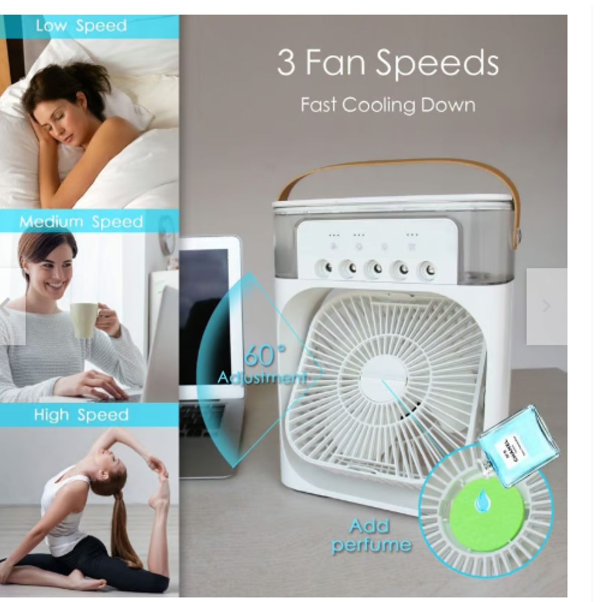 GENERICO - Ventilador Portatil Purificador De Ambiente 3 En 1