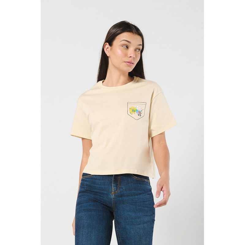 KOAJ - KOAJ Camiseta kaki crop top con estampado de Hora de Aventura MUJER
