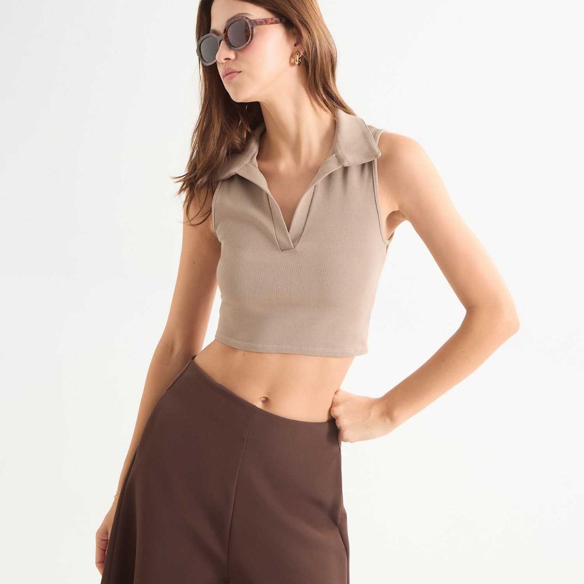 SEVEN SEVEN - Camiseta Para Mujer Manga Sisa Color Cafe  Marca Seven Seven #28096150