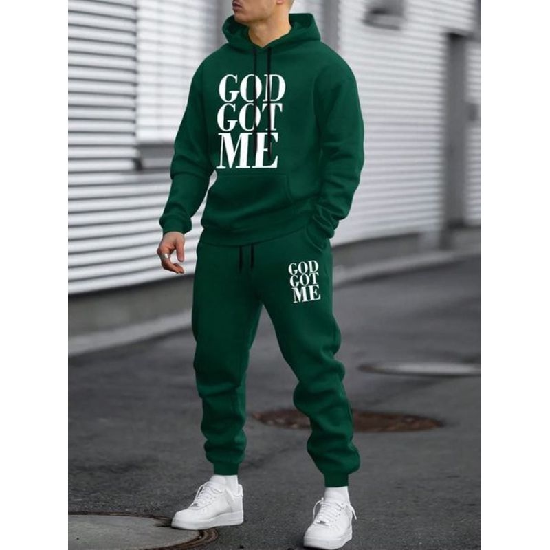 URBAN PLUS - sudadera hombre buzo y jogger conjunto verde