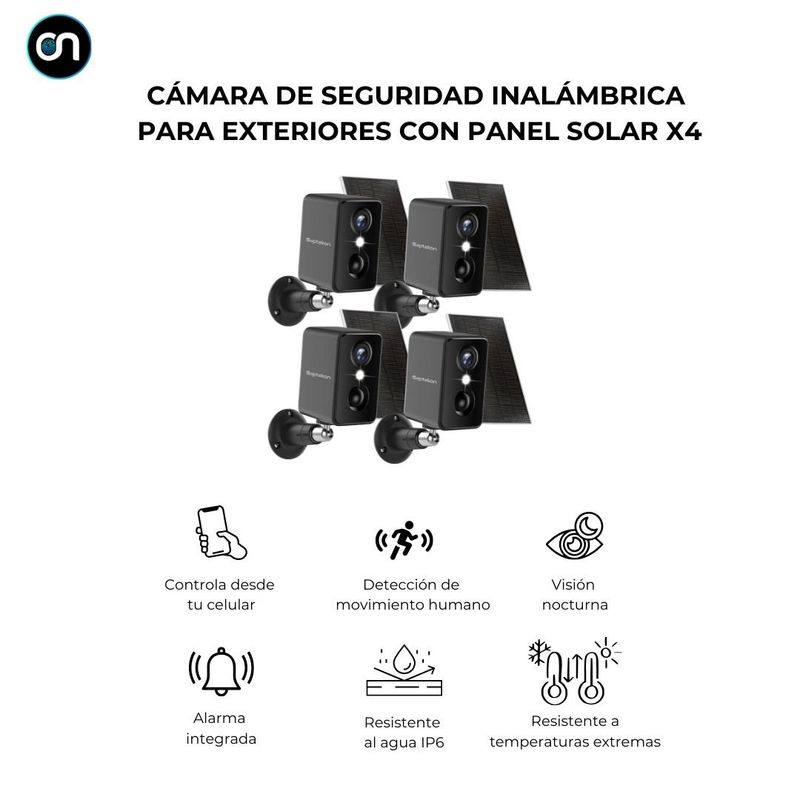 GENERICO - Cámara de seguridad inteligente wifi inalámbrica exteriores con panel solar