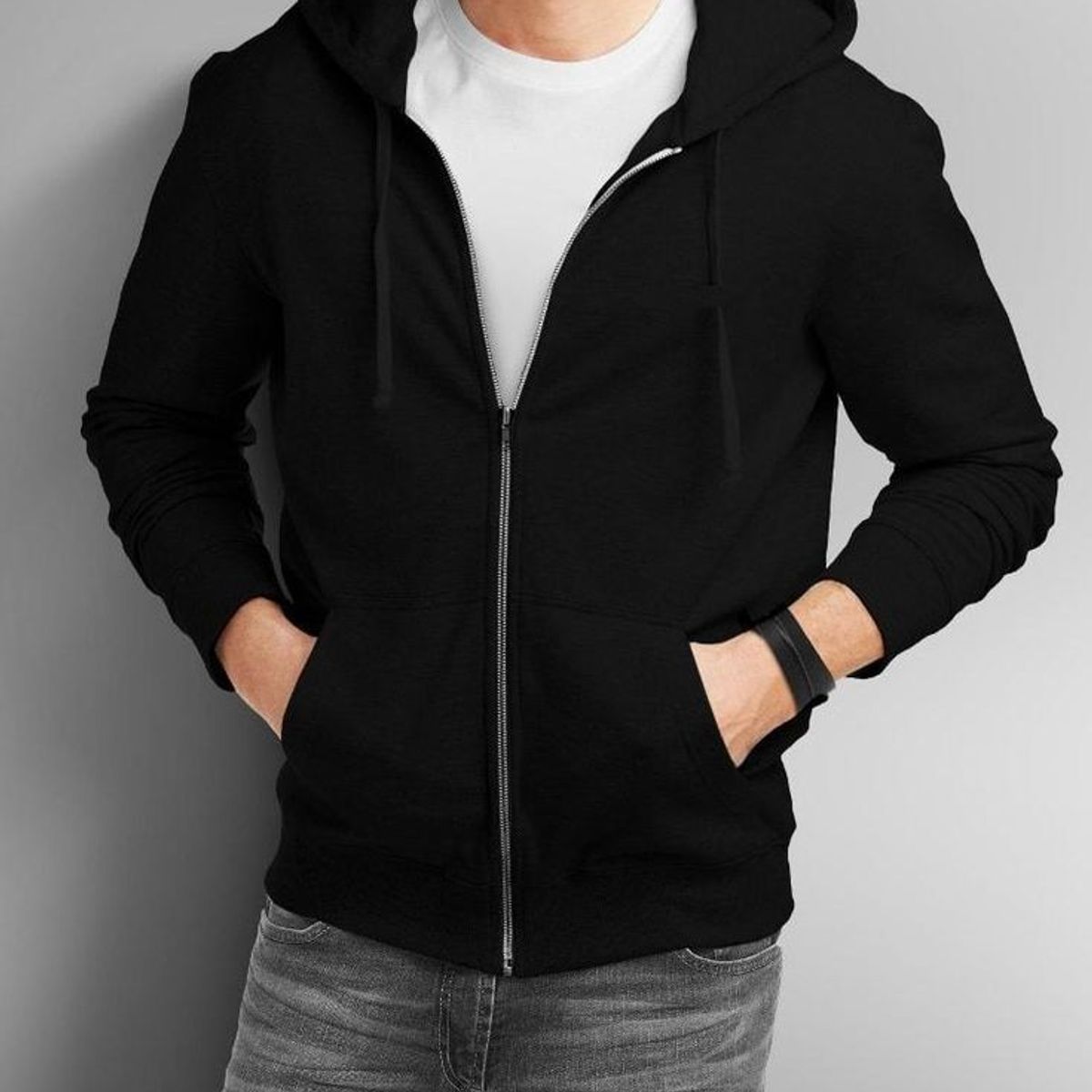 URBAN PLUS - chaqueta hombre casual negra sudadera hoodie