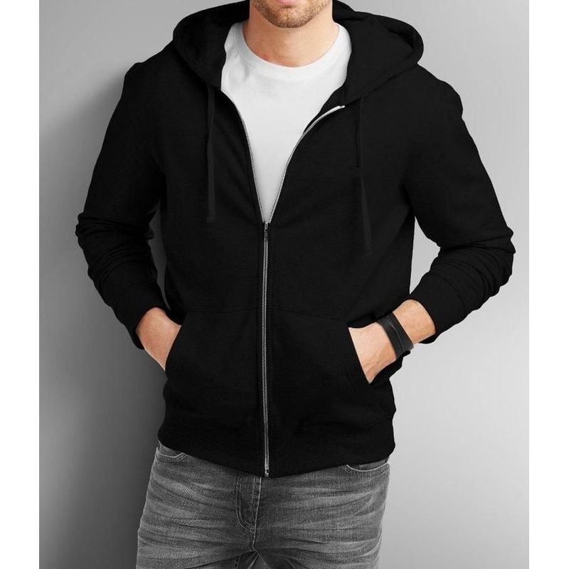 URBAN PLUS - chaqueta hombre casual negra sudadera hoodie