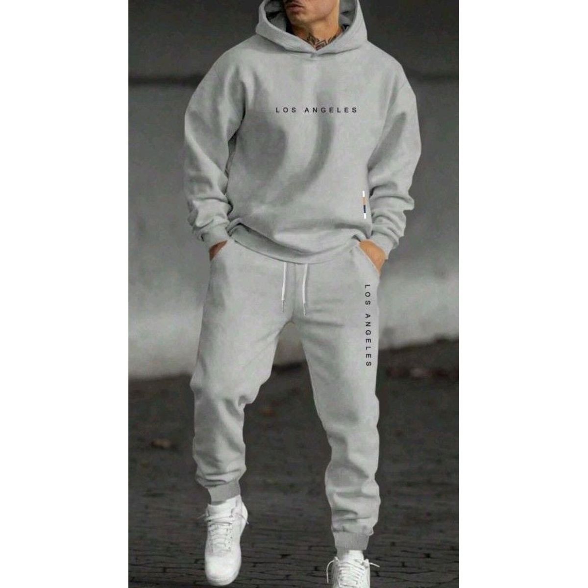URBAN PLUS - sudadera hombre buzo y jogger conjunto gris los angeles