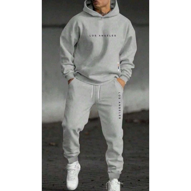 URBAN PLUS - sudadera hombre buzo y jogger conjunto gris