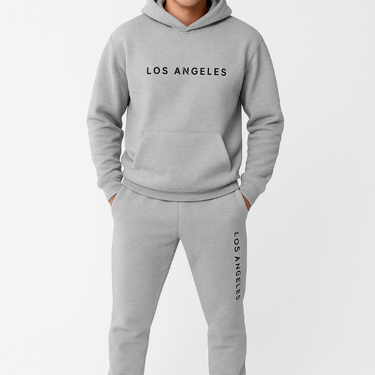 URBAN PLUS - sudadera hombre buzo y jogger conjunto gris los angeles