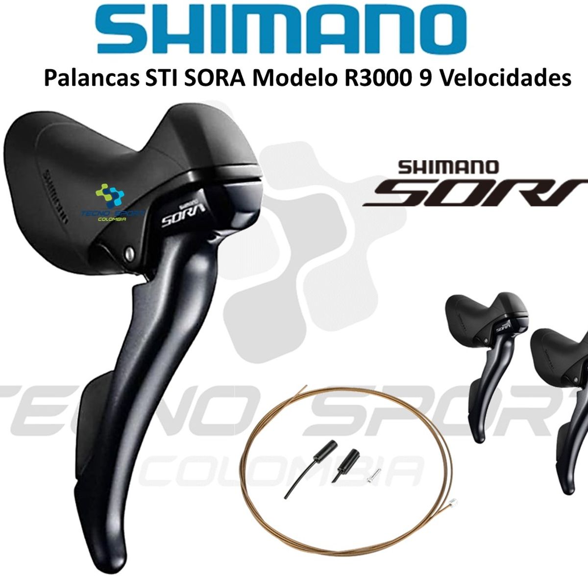 SHIMANO - Manillar Shimano Ergopower Sora R3000 9v Palancas Sti Ruta