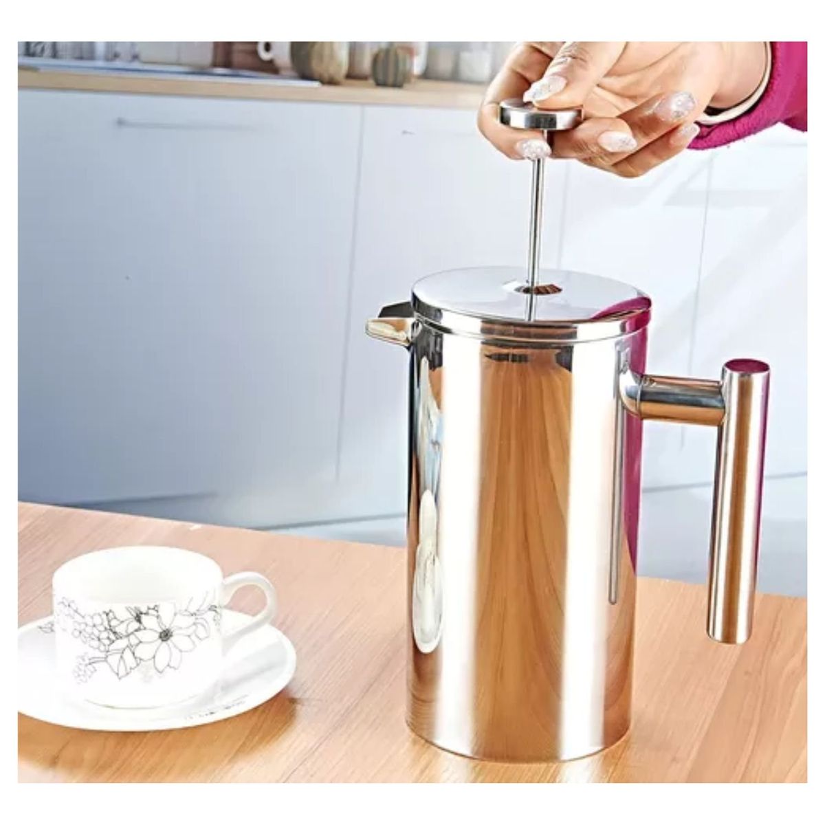 GENERICO - Cafetera Prensa Francesa En Acero Inoxidable 1 L