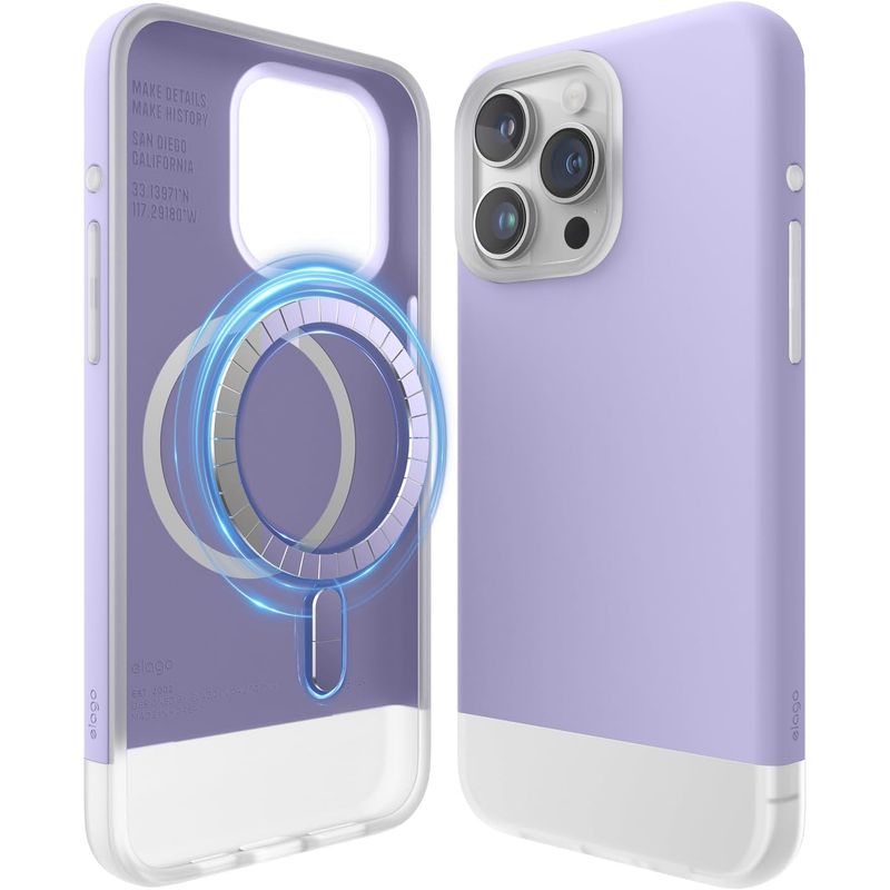 ELAGO - ELAGO Estuche Compatible iPhone 15 Pro Max Glide Magsafe Lavanda Clear