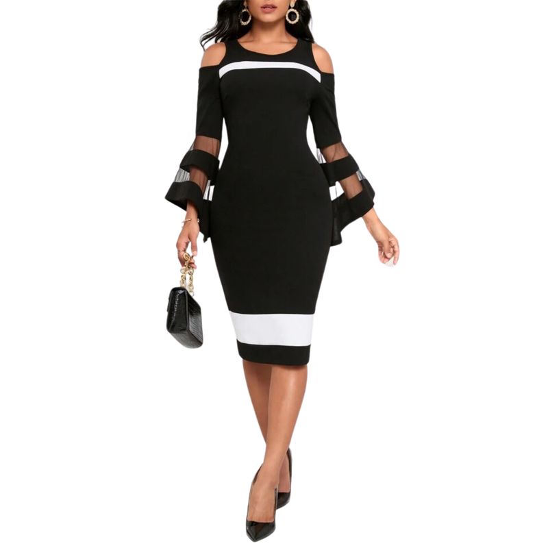 GENERICO - VESTIDO DE MUJER COMBINADO FORMAL-CASUAL