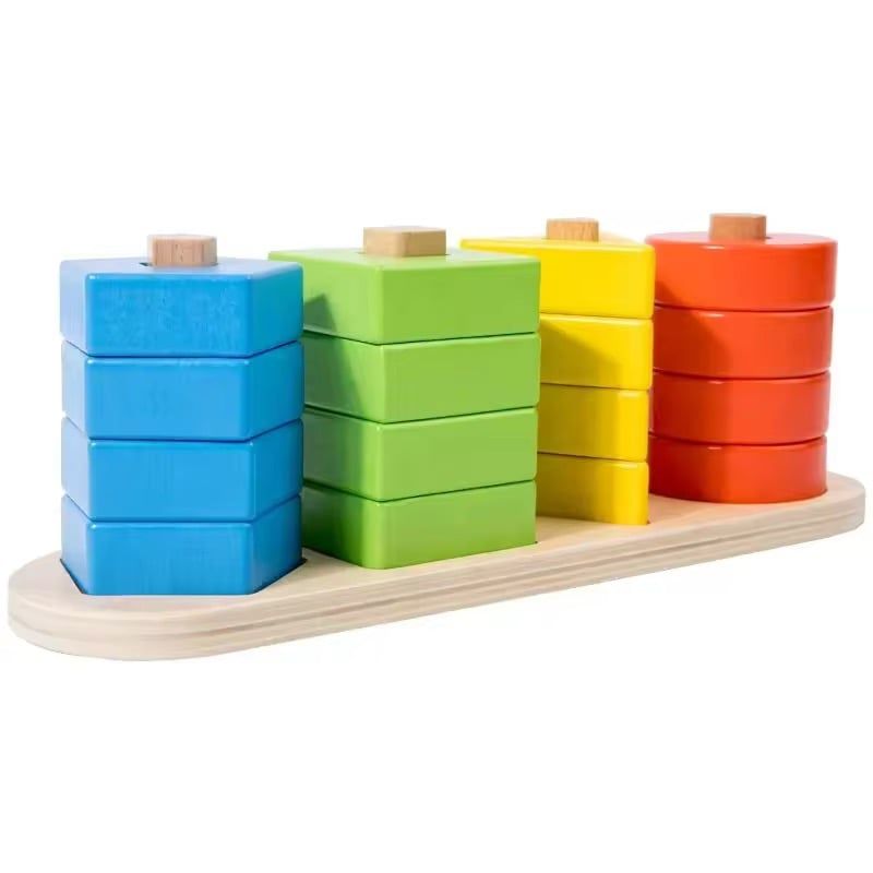 GENERICO - Set de Bloques de Figuras Geometricas Madera Niños