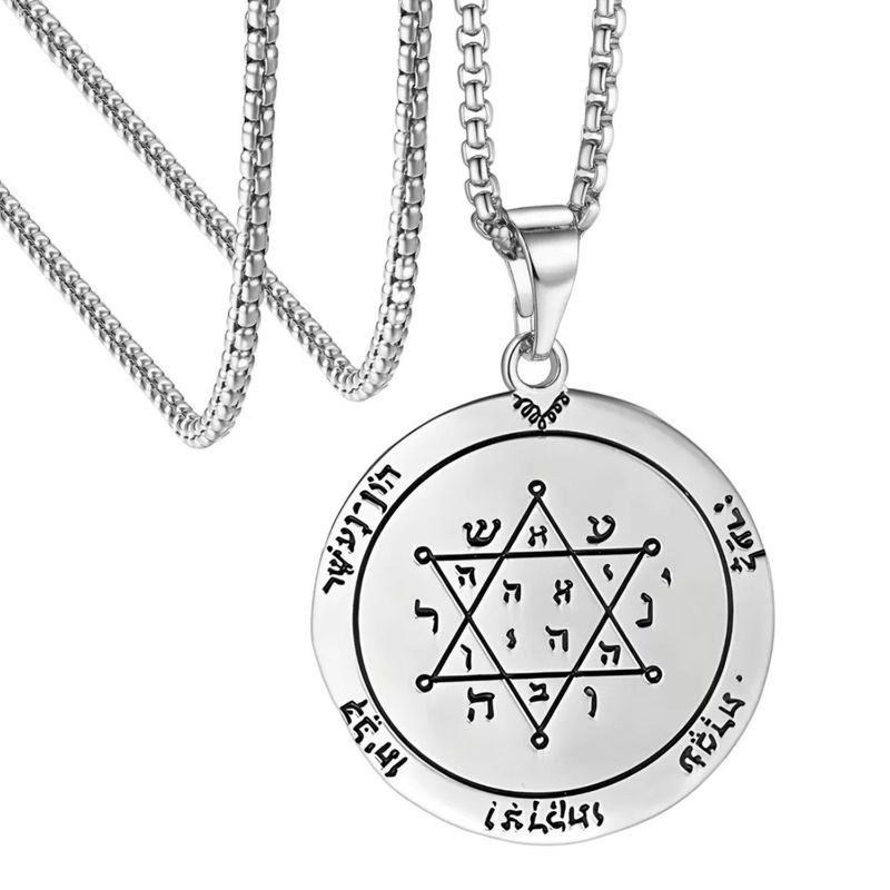 GENERICO - Collar con Medalla Colgante Amuleto de Acero Inoxidable
