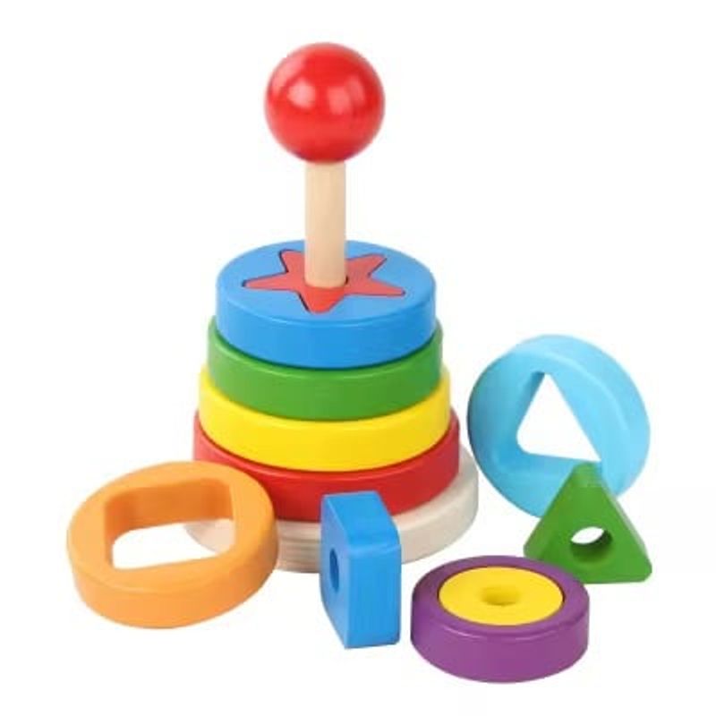 GENERICO - Torre de Apilar Montessori -Arco Iris Figuras Niños
