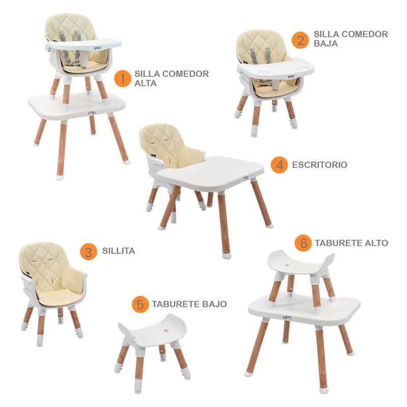 PRIORI - Silla Comedor Bebé 6 en 1 Mila Beige Priori Beige