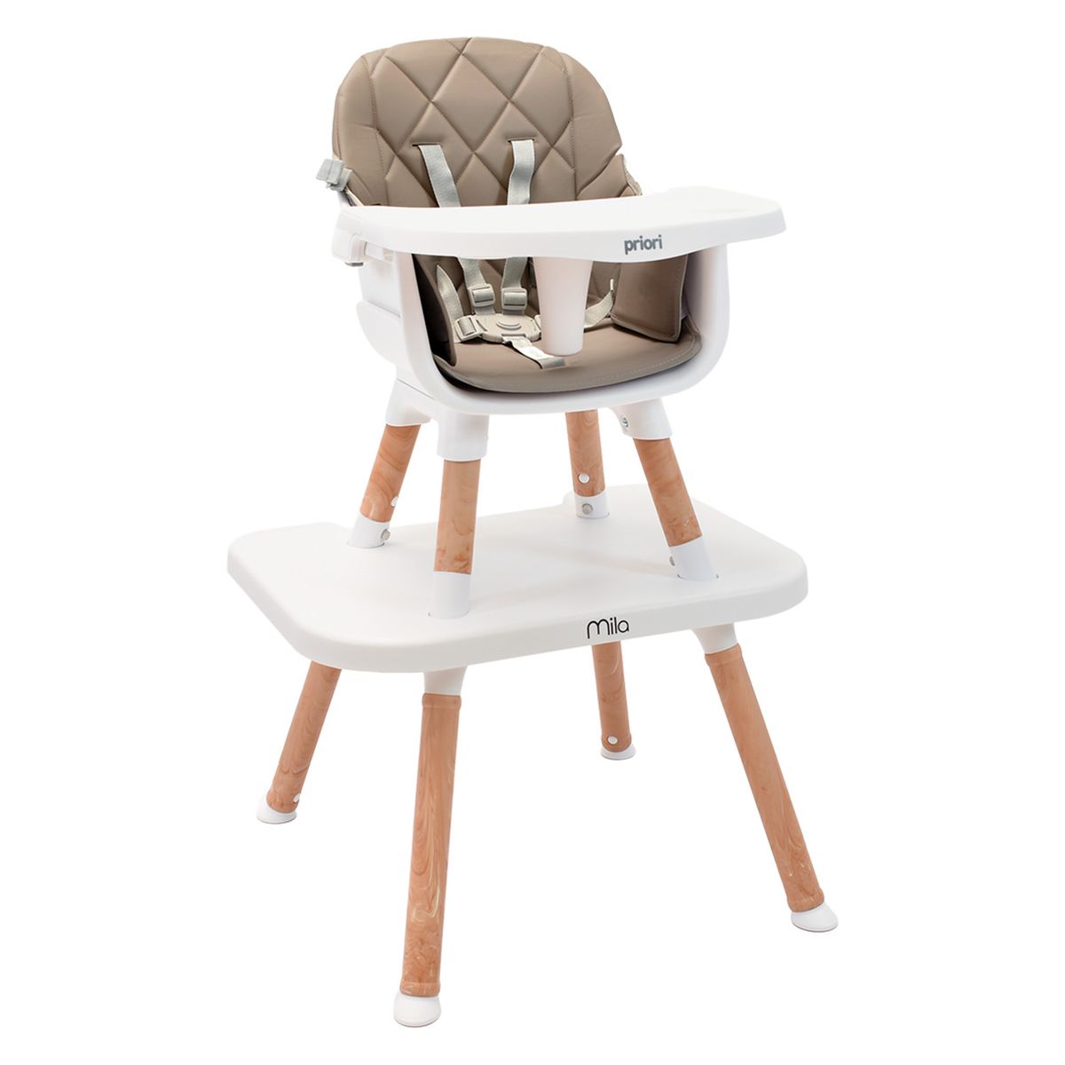 PRIORI - Silla comedor bebé 6 en 1 Mila Gris Priori