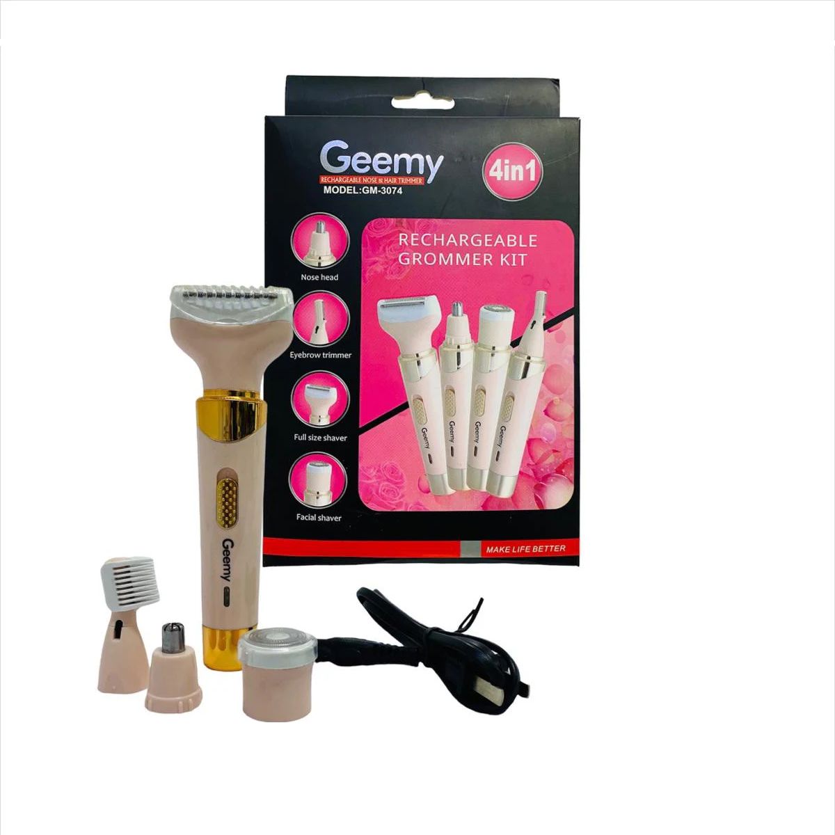 GEMEI GEEMY - Depiladora Eléctrica Geemy GM-3074 4 En 1