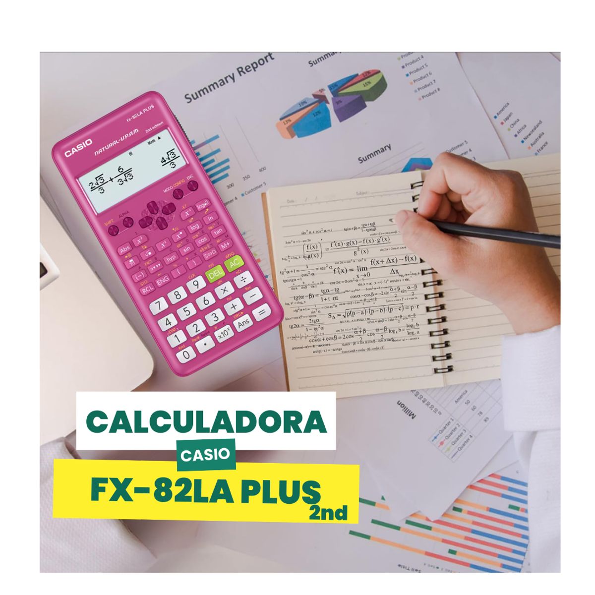 CASIO - Calculadora científica fx-82LA PLUS 2nd - Rosa