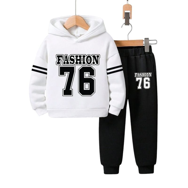 URBAN PLUS - conjunto niño buzo y pantalon 76 negro blanco