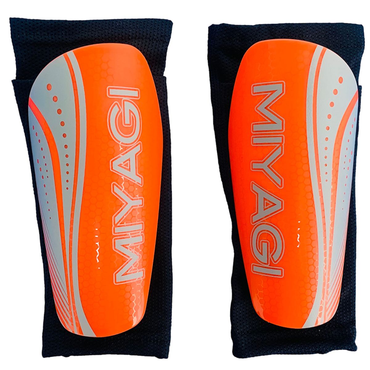 MIYAGI - Canillera Fut Miyagi Con Protector Thunder M2103-03 Naranja