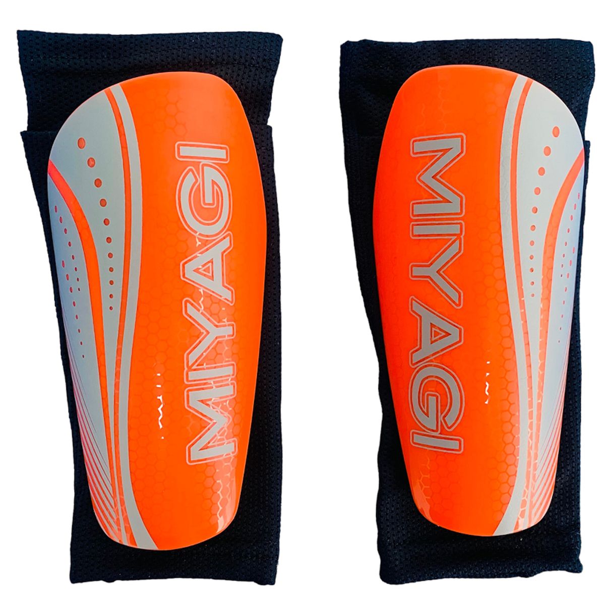 MIYAGI - Canillera Fut Miyagi Con Protector Thunder M2103-03 Naranja