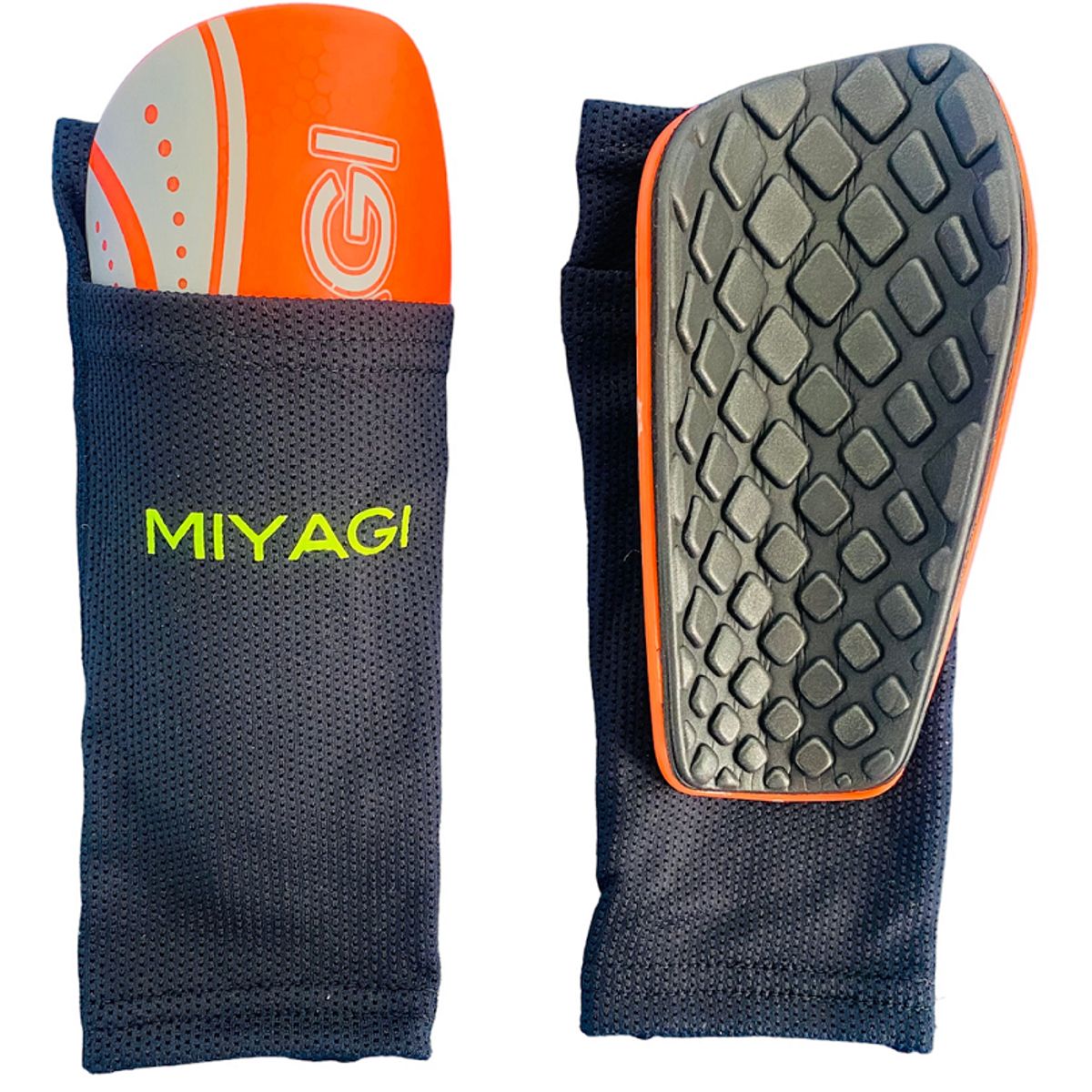 MIYAGI - Canillera Fut Miyagi Con Protector Thunder M2103-03 Naranja
