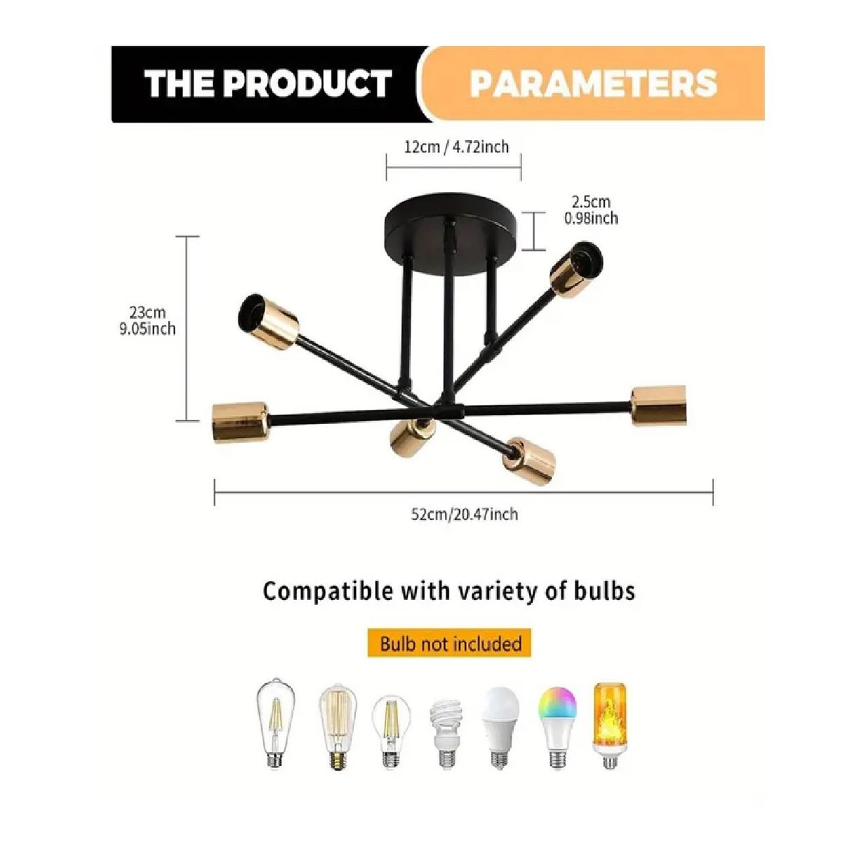 HOME - Lampara Techo Moderna Plafón Estilo Nórdica De Lujo Negra