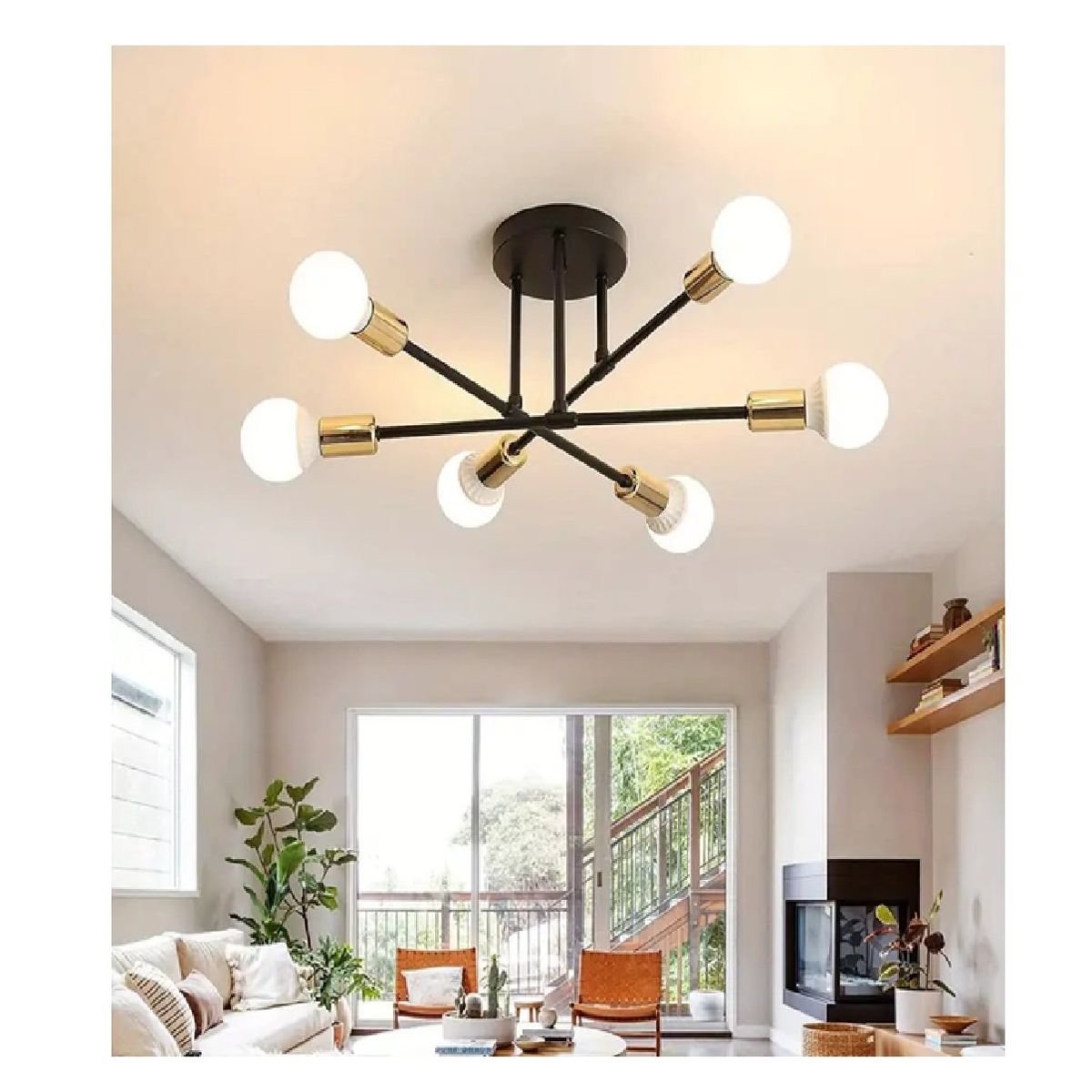 HOME - Lampara Techo Moderna Plafón Estilo Nórdica De Lujo Negra