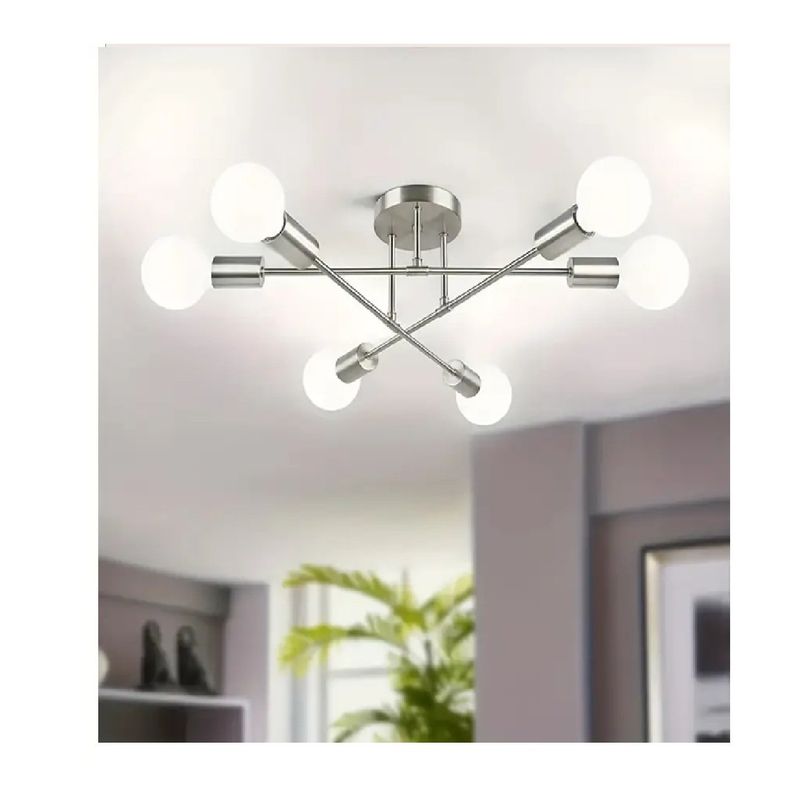 HOME - Lampara Techo Moderna Plafón Estilo Nórdica De Lujo Plateada