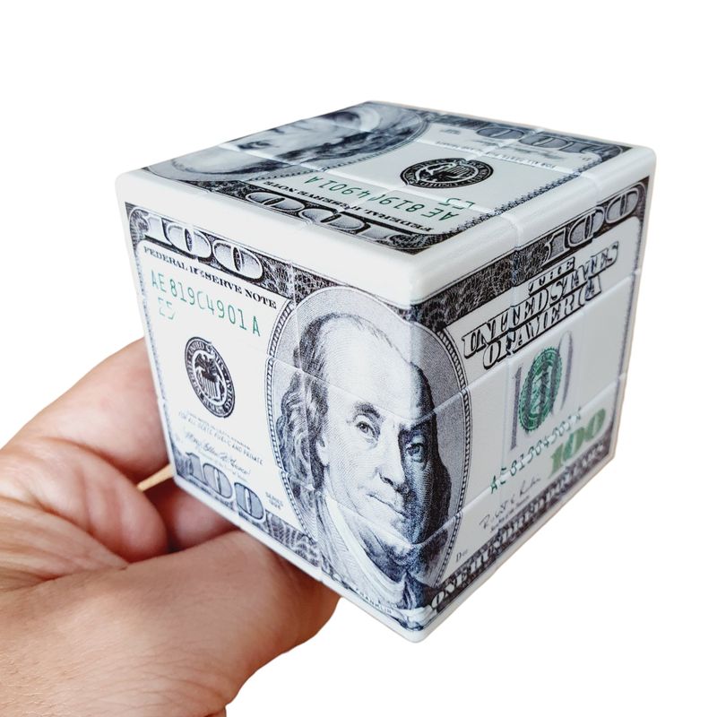 GENERICO - Cubo Rubik 3x3 Billete Dolar Impreso Franklin 100 Dolares