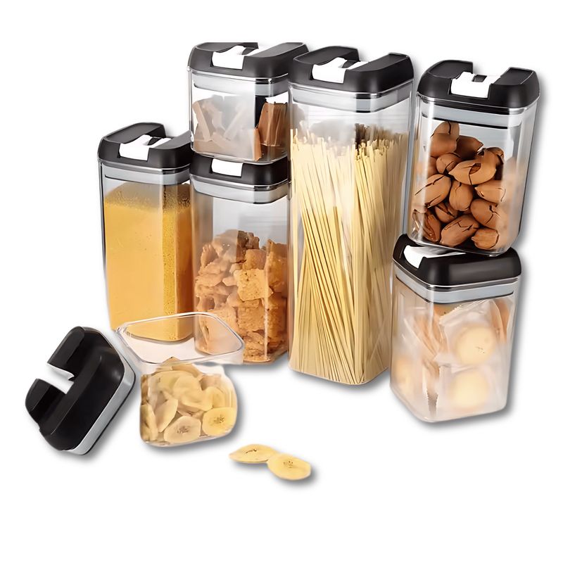 GENERICO - Organizador Frasco Hermético Cocina Tupper Recipiente Set X7 Negro