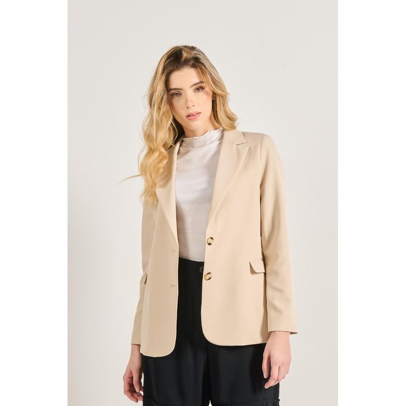 KOAJ - KOAJ Blazer kaki claro con doble botón y bolsillos con tapa MUJER