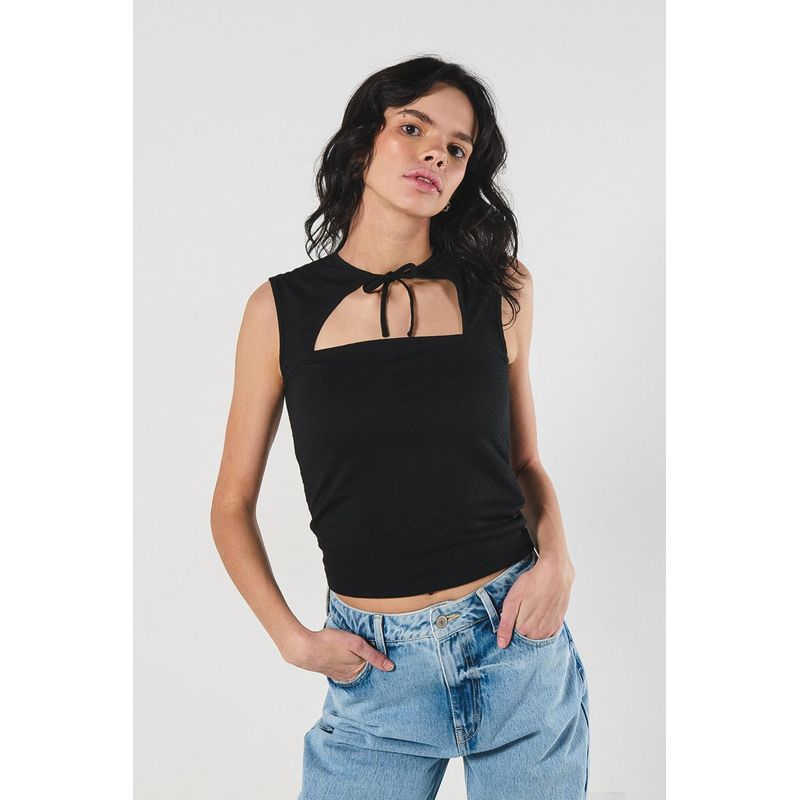 KOAJ - KOAJ Camiseta para mujer unicolor, silueta ajustada con escote MUJER