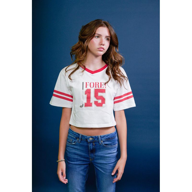 KOAJ - KOAJ Camiseta manga corta en cuello v con estampación en con Niña