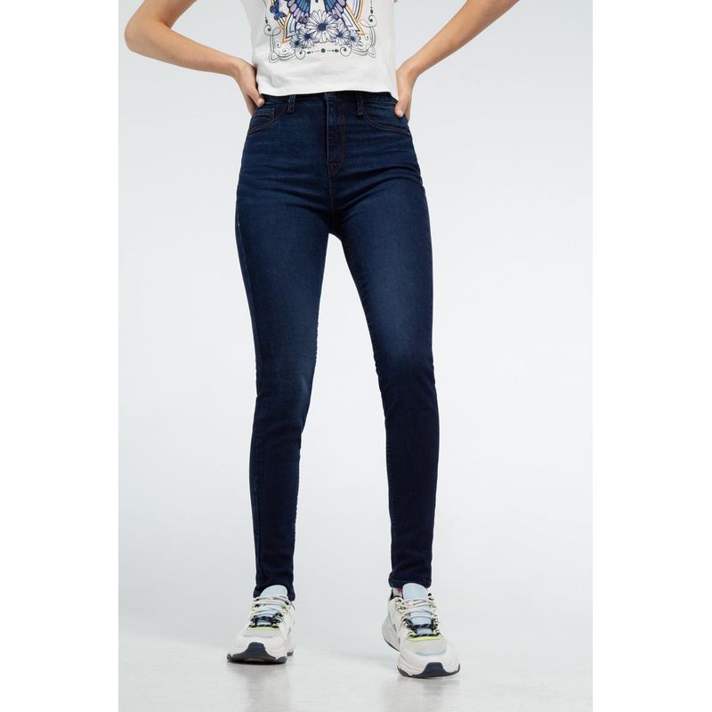KOAJ - KOAJ Jean jegging azul intenso con botón metálico y tiro súper MUJER