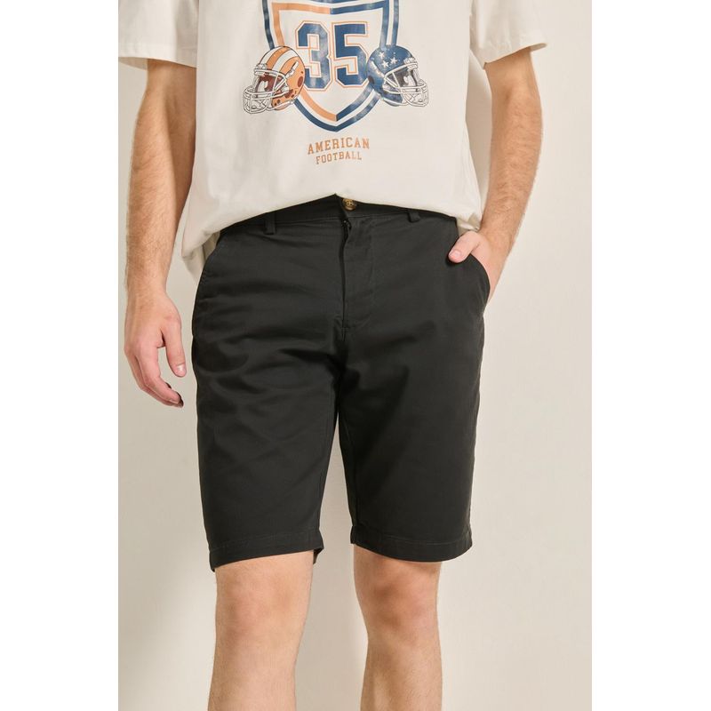 KOAJ - KOAJ Bermuda en dril unicolor tiro bajo con bolsillos diagonal HOMBRE