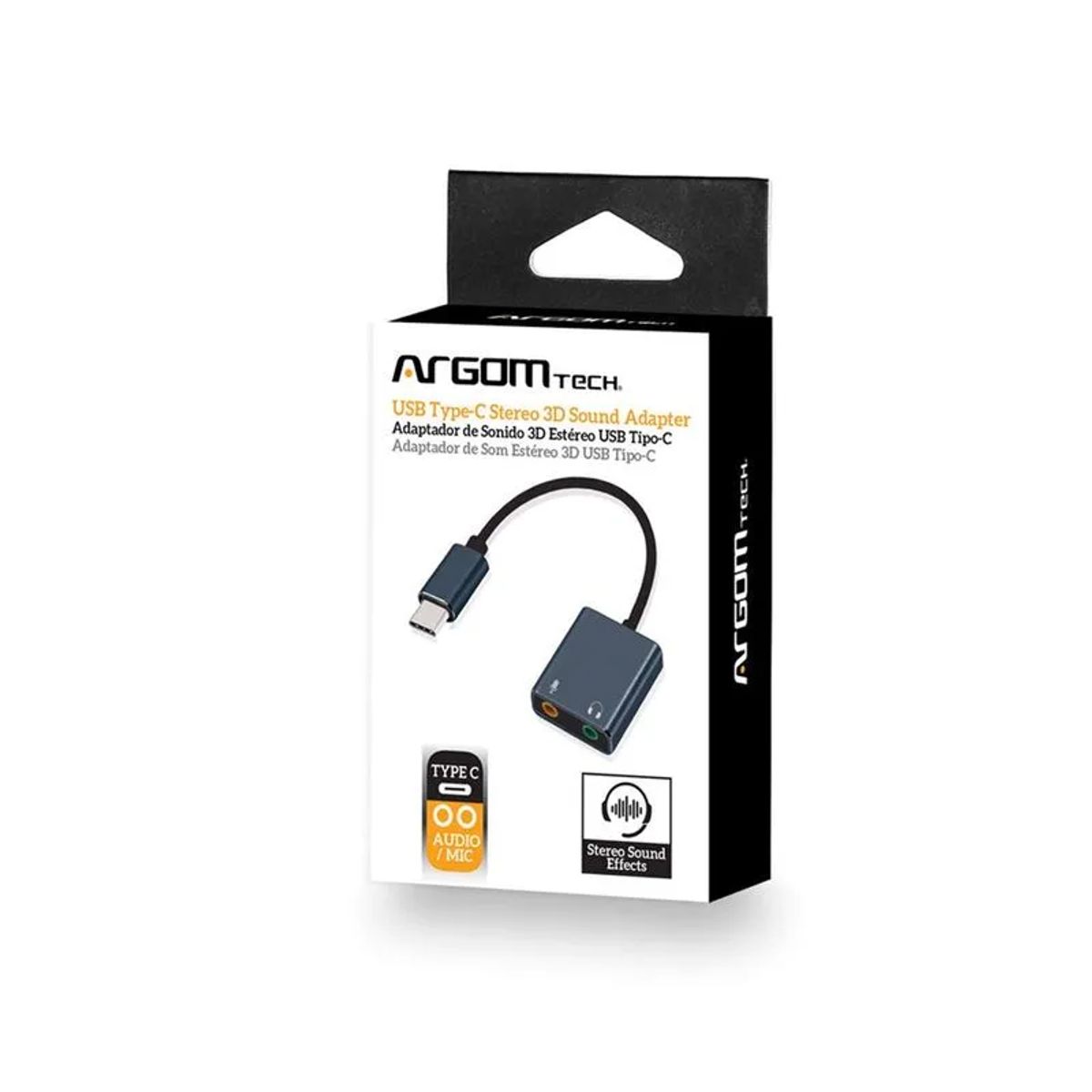 ARGOM TECH - Adaptador de Sonido 3D Estereo USB Tipo-C
